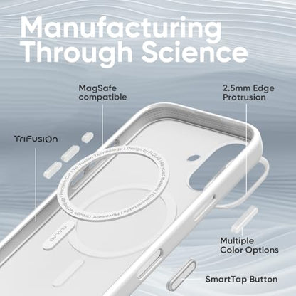FLOLAB Surtect Tri-Fusion Magnetic for iPhone 17 Case Protective Slim Design Magsafe Compatible Military Grade - White Clear Matte Translucent - color: White Clear Matte Translucent, size: iPhone 17