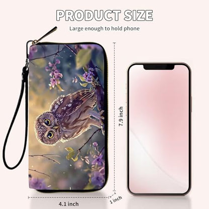 Ladies Wallet,Clutch Purses for Women Wallets Leather Credit Card Holder for Women Wristlet Slim Small Cute with Zipper,Thin RFID Blocking with Wrist Strap,Cute Owl Baby - color: Cute Owl Baby