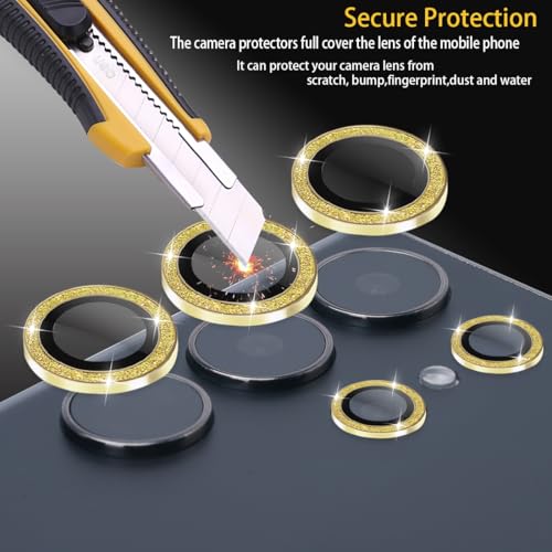 Camera Lens Protector for Samsung Galaxy S25 Ultra, Glitter Gold - color: Glitter Gold
