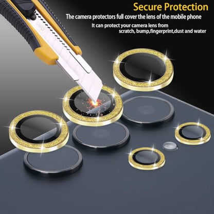 Camera Lens Protector for Samsung Galaxy S25 Ultra, Glitter Gold - color: Glitter Gold