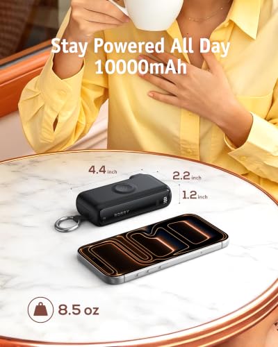 RORRY Flow Portable Charger 10000mAh 40W Wall Plug Power Bank Battery Pack - color: Black