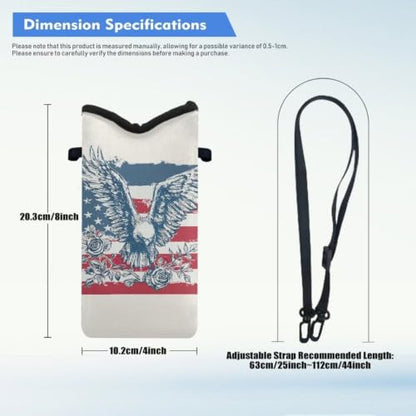 Cellphone Purse Bag with Adjustable Strap Water-Resistant Shockproof Crossbody Mini Shoulder Handbags Portable Phone Sleeve Case for Women, 8 x 4 Inch, American Flag Eagle Rose White - color: American Flag Eagle Rose White