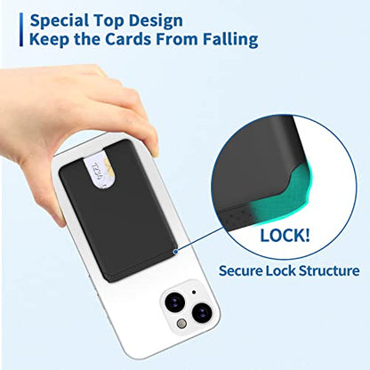 Senose Phone Card Holder, Silicone Anti Slip Out Phone Wallet Stick On - color: Black*3