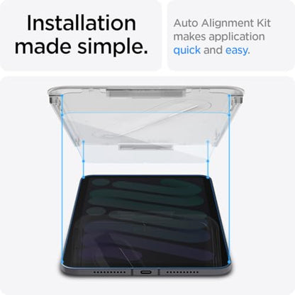 Spigen GlasTR EZ FIT Screen Protector for iPad Mini 7(2024)/ Mini 6(2021) | 9H+ Tempered glass, Scratch resistance, Auto-align tray, Lab-tested 100% clarity, Original touch, Case-friendly, 1 Pack