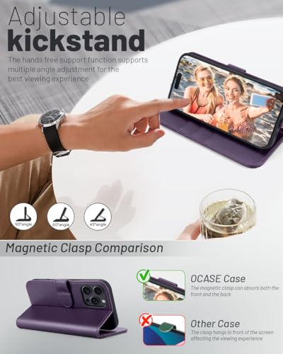 OCASE Compatible with iPhone 16 Pro Max Wallet Case, PU Leather Flip Folio Case with Card Holders RFID Blocking Kickstand [Shockproof TPU Inner Shell] Phone Cover 6.9 Inch 2024, Dark Purple - color: Dark Purple
