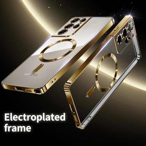 Hurgoer for Samsung Galaxy S21 Ultra Case.Soft TPU Electroplated Frame Cover with Clear Back.Drop Tested Protective Full Body Case.Thin Light Slim【Not Magsafe】 (Gold, S21 Ultra) - color: Gold, size: S21 Ultra