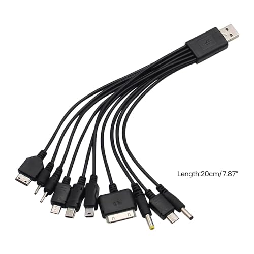 WOFALO 2 Pack (7.87inch) 10 in 1 Universal USB Cable, Multiple Universal Charging Cable for Cell Phones Blutooth Earphone Speaker Adapter Cable, 7.87inch