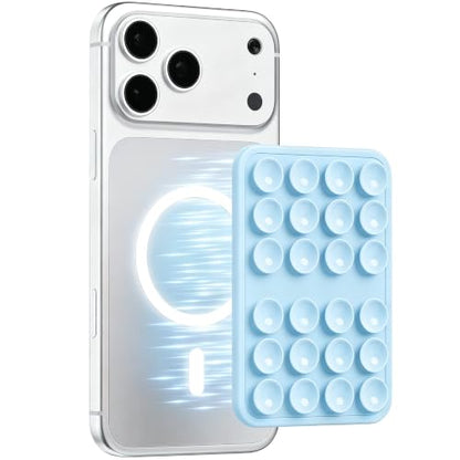 Magnetic Suction Cup Phone Mount for iPhone 12-17 Series, Light Blue - color: Light Blue
