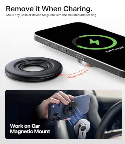 TORRAS 2025 Flagship 360 Magnetic Phone Grip Ring Holder Kickstand, Black - color: Black