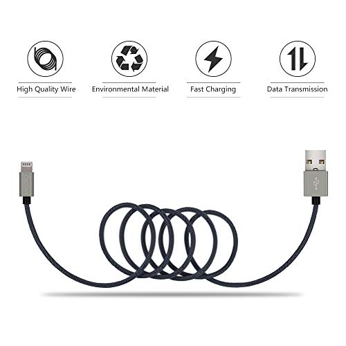 3FT Fast Charging Lightning Cable,Apple MFi Certified USB to Lightning Charger + Sync Cable Compatible with iPhone 11/11 Pro/11 Pro MAX/XS/XS MAX/XR/X/8/8 Plus/7/7 Plus/MacBook (C/Black) - color: C/Black