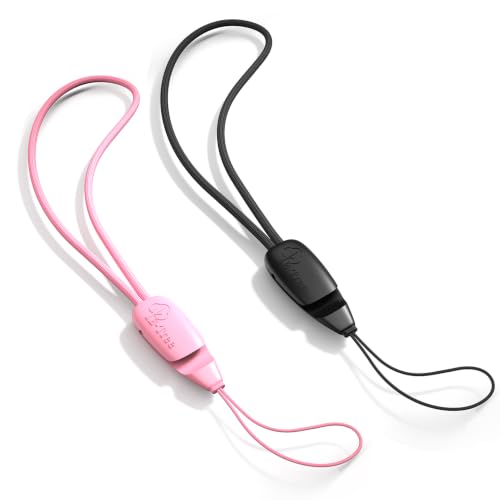 E-Tree 2 Pack Multi-Purpose Wrist Lanyard Hand Strap for Cell Phone Case Camera Airpods Keys Keychain Keys USB Flash Drive - color: Rose Pink and Black