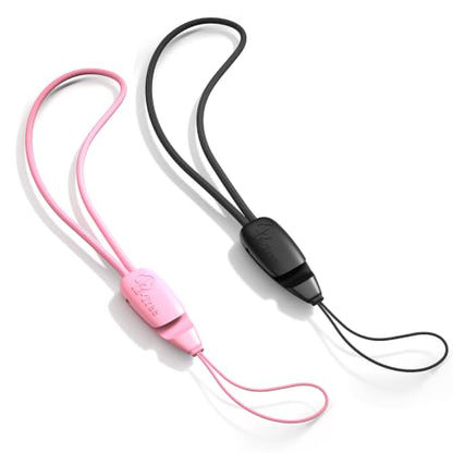 E-Tree 2 Pack Multi-Purpose Wrist Lanyard Hand Strap for Cell Phone Case Camera Airpods Keys Keychain Keys USB Flash Drive - color: Rose Pink and Black