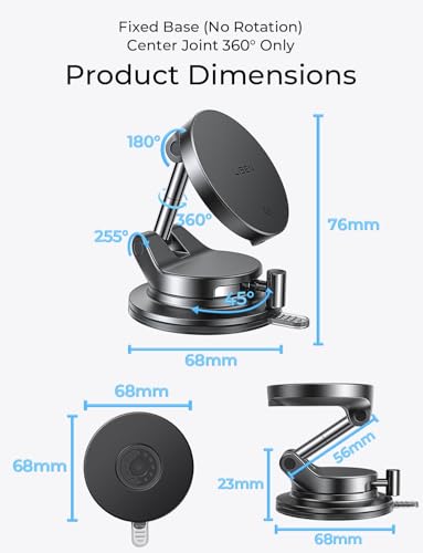 LISEN for Qi2 25W MagSafe Car Mount Charger for iPhone 18 Pro Max MagSafe Car Charger, Fast Wireless Charging Car Charger iPhone 18, Suction Phone Mount, for iPhone 18 Car Charger with 54W Adapter - color: Black