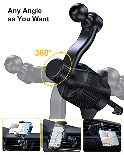 Rorhxia Car Vent Phone Mount, [Never Blocking Vent, Enjoy The Comfort of The A/C] Hands-Free Universal Extension Clip Air Phone Holder Car Fit for All Phones iPhone 17 16 15 14 13 12 Samsung More