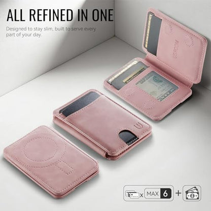 for Magsafe Wallet Magnetic RFID Blocking Card Holders, Rose Pink - color: Rose Pink