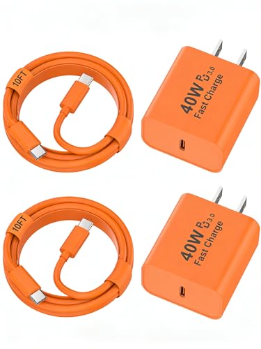 iPhone 17 16 15 Charger Fast Charging 10FT, 40W USB C Charger Block & Cable - color: Orange, size: 2P-10FT