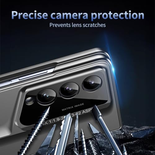 Smartphone Flip Cover for Samsung Galaxy Z Fold 4 Case with S Pen, with Screen Protector Case, PC Shockproof Bumper Case Full Coverage Protective Cover for Galaxy Z Fold 4(Gray) - color: Gray