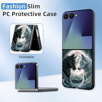 for Z Flip 7 Case Ultra Thin 1.2mm Matte Hard PC Phone Cover- Anti-Scratch Anti-Fingerprint Slim Fit Shockproof Protection Cover for Samsung Galaxy Z Flip 7 Case,Black White Wolves - color: Black White Wolves