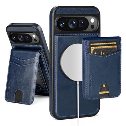 SkyEagle Compatible Magsafe 2 in 1 Detachable Google Pixel 9 Wallet Case with Card Holder Women Men,Magnetic PU Leather RFID Blocking Flip Kickstand Credit Slots,Phone Case for 9 Pro 6.3",Blue - color: Blue, size: Google Pixel 9 6.3"/Pixel 9 Pro 6.3"
