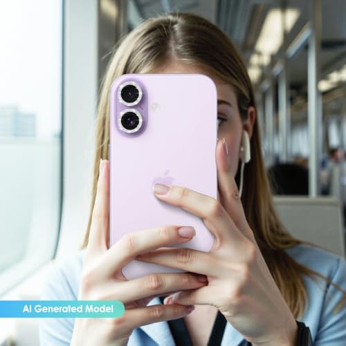 TENOC Camera Lens Protector for iPhone 17, Silver Glitter - size: iPhone 17