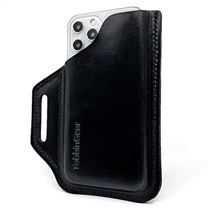 TobbinGear Leather Belt Phone Pouch, Leather Cell Phone Holster, Universal Phone Case with Belt Loops, for Men and Women Large Black - color: Loops - Black, size: L - Right Handed