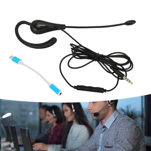 Cyrank Single Earbud, Mono Headphone Noise Cancelling One Ear Sport Earphone with Mic Wired One Ear Earphone Headset for Office(Type-c)
