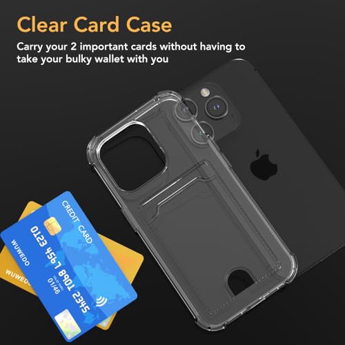 for iPhone 15 Pro Crystal Clear Card Case, [Slim & Protection][Up to 2 Cards] Anti-Yellowing Flexible TPU Wallet Case with Card Holder 2023 - size: iPhone 15 Pro
