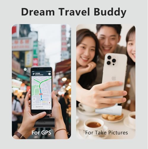 Miady 2-Pack Mini Portable Charger Built-in USB C Connector Small PowerBank | 5000mAh丨Lightweight丨for Backpack Travel丨Compatible with iPhone 17 Galaxy Android丨Ultra-Compact丨Flight-Safe丨18Wh丨Blue+Pink - color: Cream Blue+Champagne Pink