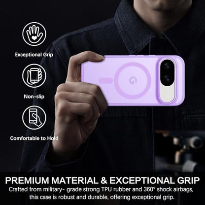 BENTOBEN for Google Pixel 9 Case [Compatible with Magsafe] Translucent Matte Magnetic Pixel 9 Case Slim Fit Shockproof Women Men Girls Boys Protective Phone Cases for Google Pixel 9 6.3", Light Purple - color: Light Purple