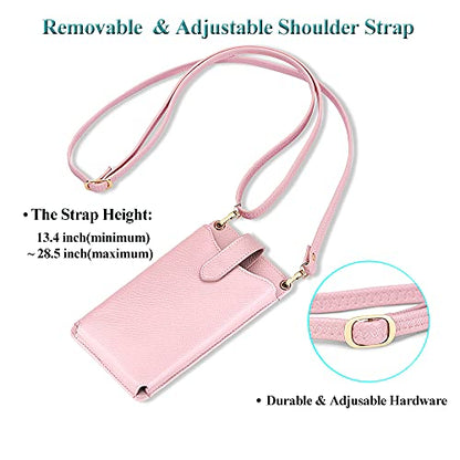 Peacocktion Small Crossbody Cell Phone Purse for Women, Lightweight Mini Small Crossbody Bags for Women with Card Slots - color: 07-pink