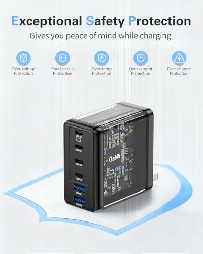 Lcssio 2 Pack 200W USB C Charger with 4 USB Cables, 6-Port Wall Charger - color: Black