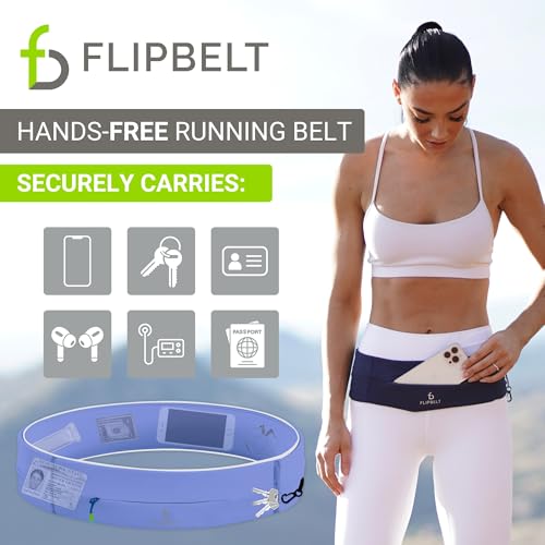 FlipBelt Zipper Running Belt, Waist Pack for Fitness and Running, US Company - color: Periwinkle, size: Small
