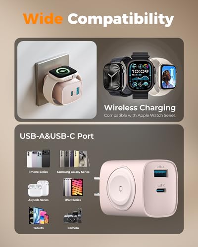 TESSAN Charging Blocks for Apple Watch Charger, USB C Charger Block 3-in-1 - color: Pink