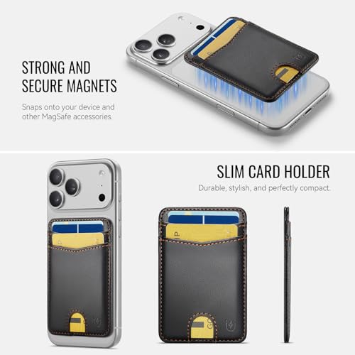 for Magsafe Wallet Magnetic Card Holder RFID Blocking, Black - color: Black