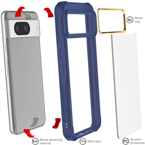 Ghostek Covert Google Pixel 8 Case - Clear Hard Back, Silicone Bumper, Compatible with Wireless Charging, Slim Shockproof Phone Cover (6.2 Inch, Blue) - color: Blue [Limited Edition], size: Pixel 8