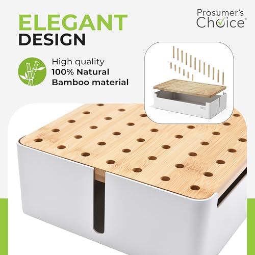 Prosumer's Choice Bamboo Charging Station - Multi Charger Organizer Desk Docking for Phones, Tablets, Laptop Wooden with Removable Dividers Cables Not Included