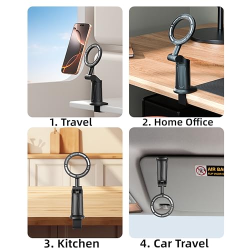 2 Pack Airplane Phone Holder Mount, Magnetic with Manual Twist Clamp