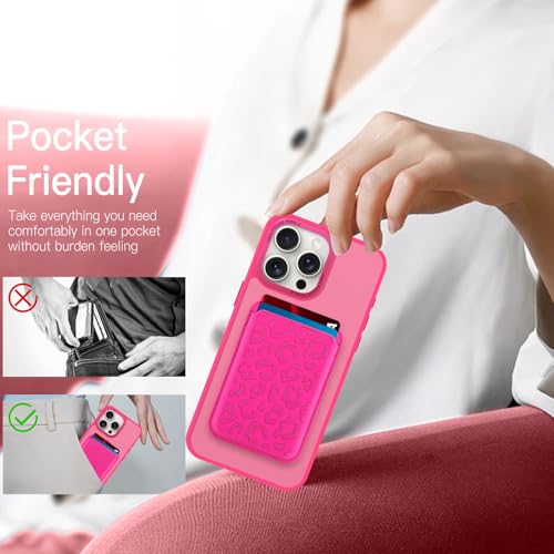 Magnetic Designed for iPhone 16 Pro Case 6.3" 2024, Hot Pink | [Compatible with Magsafe] [with Wallet & Card Holder] [Cute Cheetah Print] Slim Translucent Matte Phone Case - color: Hot Pink+Cheetah, size: iPhone 16 Pro