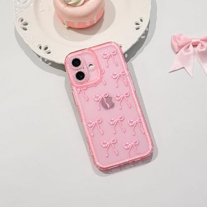 NITITOP Compatible with iPhone 16 Plus Case Cute Clear Pink Glitter Bow Knot Design Shiny Star Sparkle Bling Diamond Girls Women Soft TPU Shockproof Protective Phone Cover - Large Bow - color: Large Bow, size: iPhone 16 Plus