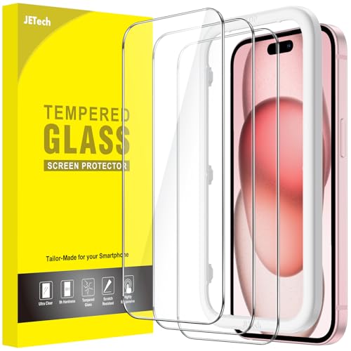 JETech Screen Protector for iPhone 15, 3-Pack | 9H Tempered Glass, HD Clear, Anti-Scratch Protection, Easy Installation Tool - size: iPhone 15