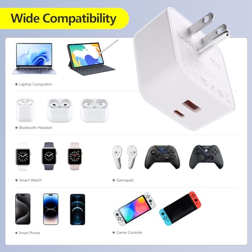 BUDI Flat USB C Wall Charger, 65W 2-Port Slim USB Wall Charger, Fast Charging Block Power Delivery for iPhone 17/16/15/14/13/12/11/Pro Max/XS/XR/8/7 - color: 2Ports(1USB A+1USB C)