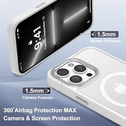 Newfuture Magnetic for iPhone 13 Pro Max Case Shockproof, Frosted White | Military Drop Protection, Slim Matte Anti-Fingerprint, Compatible with Magsafe, Camera Guard, Translucent Protective Cover - color: Frosted White, size: iPhone 13 Pro Max 6.7 inch