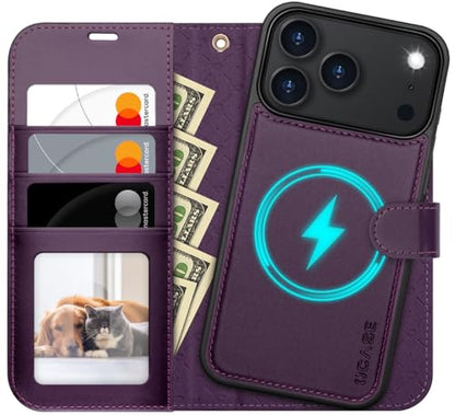 OCASE for iPhone 17 Pro Detachable Wallet Case with Card Holder, 2 in 1 PU Leather Flip Folio with RFID Blocking Stand Wrist Strap Shockproof Phone Cover 6.3 Inch 2025, Dark Purple - color: Dark Purple, size: iPhone 17 Pro
