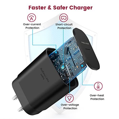 Super Fast Charger Type C Kit, VELOGK 25W PD/PPS USB C Wall/Car Charger - size: 3.3ft