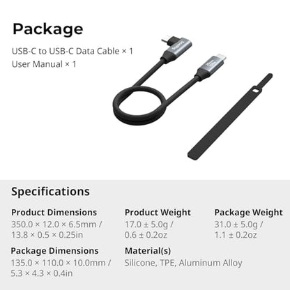 SMALLRIG USB-C 3.2 Cable Straight to Angled 20Gbps 1.15ft Data Cable - 4790 - size: 1.15 ft, style: Straight to Angled