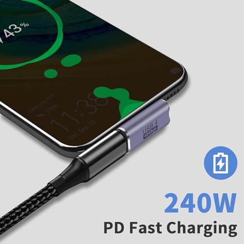 Duttek USB C 90 Degree Adapter 40Gbps, Right Angle USB C Adapter 100W, USB Type C Extender Connector Adapter for Thunderbolt 4/3, Steam Deck, iPhone 15, Switch, iPhone - style: Middle Angle+ 90 Degree USB C Adapter