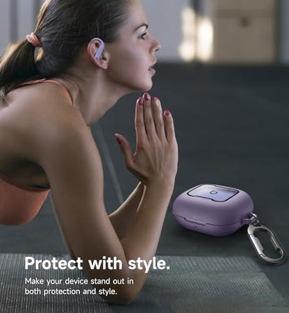 SURITCH for Beats Powerbeats Pro 2 Case Cover, Magnetic Locking Cases for Beats Powerbeats Pro 2 2025, Shockproof Bumper Protective Covers with Carabiner & Keyring & Cleaner Kit, Purple - color: Purple
