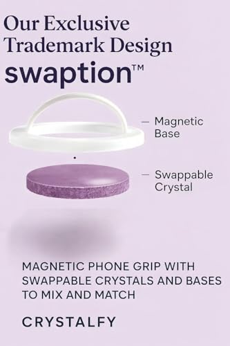 Grips by CRYSTALFY Magnetic Silicone Ring Grip Phone Holder, Rotating Finger Loop Ring Grip Holder, Soft and Portable, Strong Magnetic Attraction, Compatible with Magsafe Phone Case (Purple Sparkle) - color: Purple Sparkle