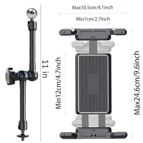 Multi-Scene Universal Tablet Holder 360° Adjustable Mount for Treadmills, Exercise Bikes, Strollers, Wheelchairs, Golf Carts & More, with Secure Clamp for 4.7–12.9" Tablets & Phones