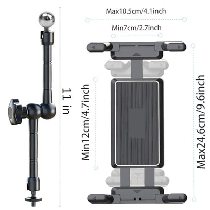 Multi-Scene Universal Tablet Holder 360° Adjustable Mount for Treadmills, Exercise Bikes, Strollers, Wheelchairs, Golf Carts & More, with Secure Clamp for 4.7–12.9" Tablets & Phones